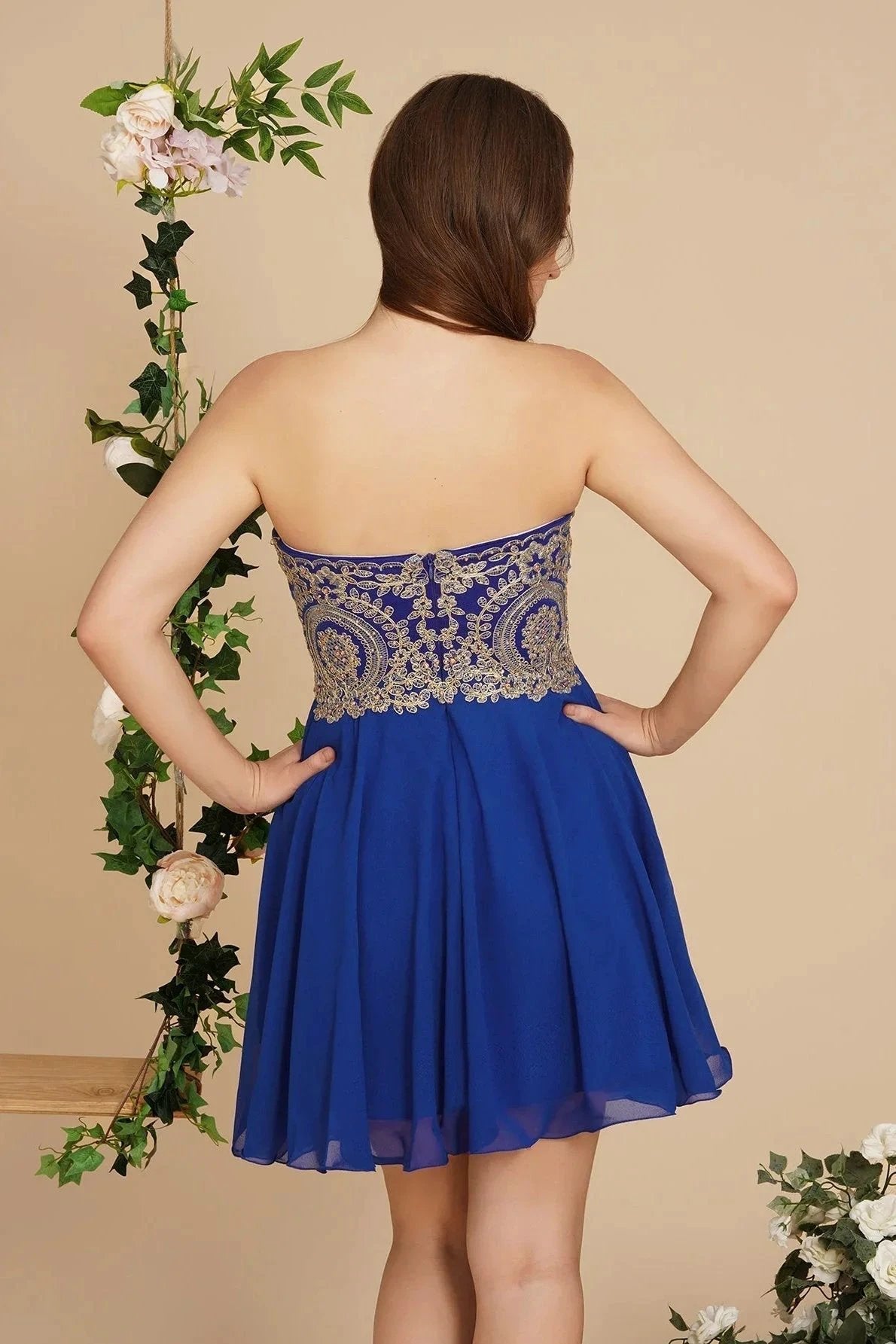 A Line Lace Appliques Sweetheart Short Prom Dresses by misshow.com