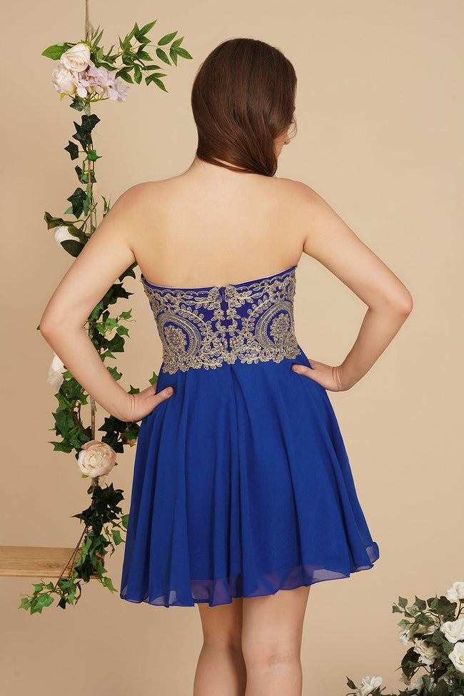 A Line Lace Appliques Sweetheart Short Prom Dresses Main Image