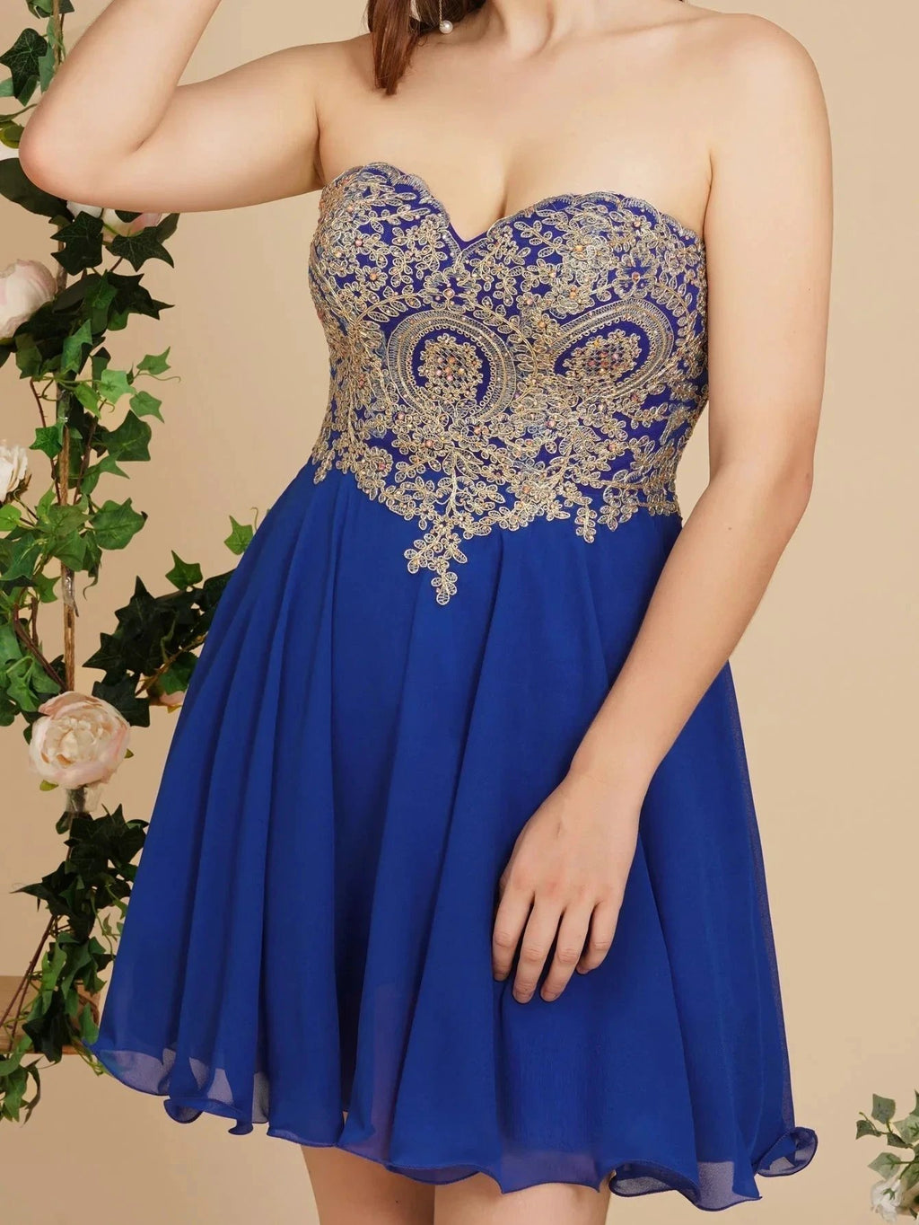 A Line Lace Appliques Sweetheart Short Prom Dresses by misshow.com