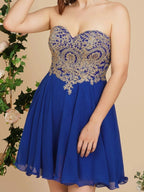 A Line Lace Appliques Sweetheart Short Prom Dresses by misshow.com
