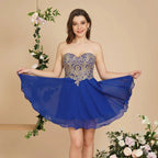 A Line Lace Appliques Sweetheart Short Prom Dresses by misshow.com