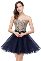 A Line Lace Appliques Sweetheart Short Prom Dresses by misshow.com
