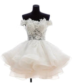 Teresia | A-Line Lace Organza Appliqued Off-the Shoulder Prom Dress by KissProm