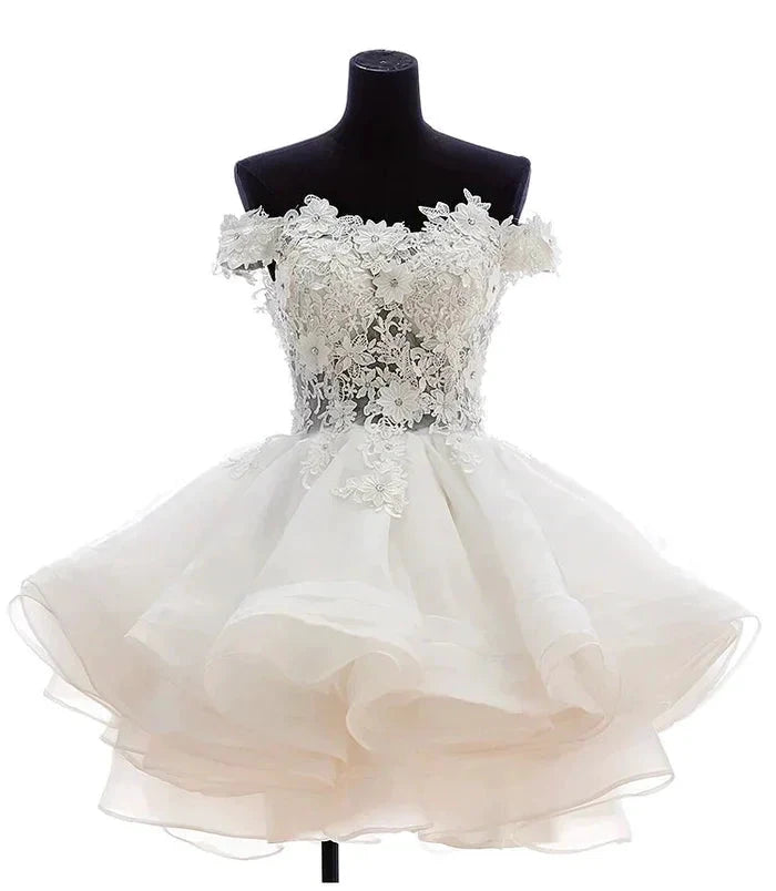 Teresia | A-Line Lace Organza Appliqued Off-the Shoulder Prom Dress by KissProm