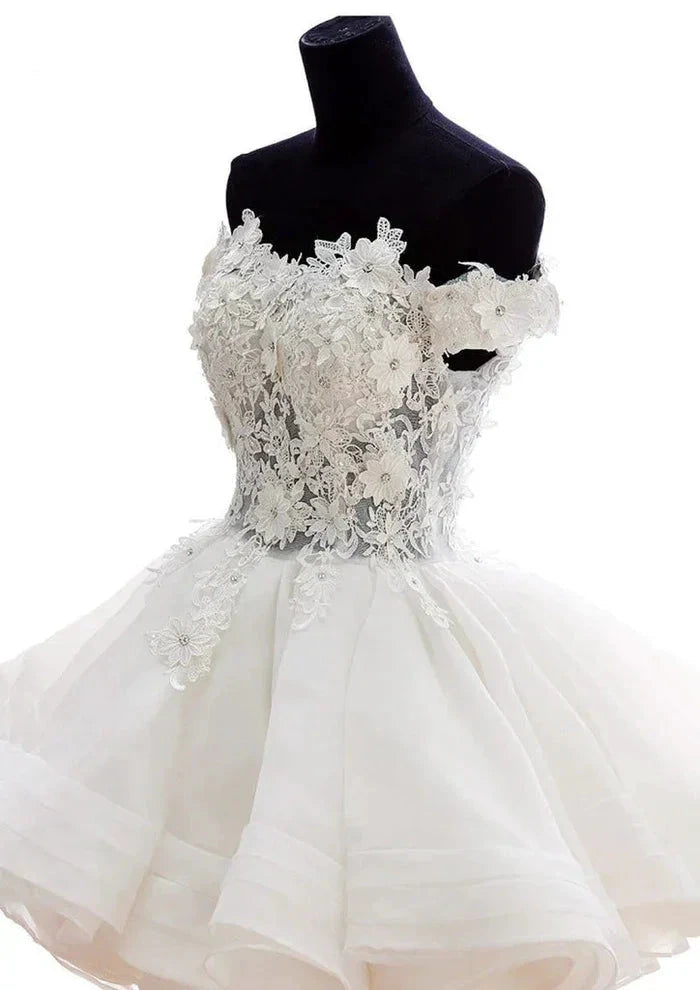 Teresia | A-Line Lace Organza Appliqued Off-the Shoulder Prom Dress by KissProm