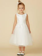 A-Line Lace Tulle Sleeveless Jewel Neck Wedding First Communion Flower Girl D… - photo 4