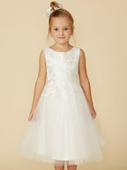A-Line Lace Tulle Sleeveless Jewel Neck Wedding First Communion Flower Girl D… - photo 5