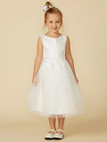 A-Line Lace Tulle Sleeveless Jewel Neck Wedding First Communion Flower Girl D… - photo 1