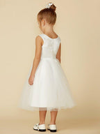 A-Line Lace Tulle Sleeveless Jewel Neck Wedding First Communion Flower Girl D… - photo 2