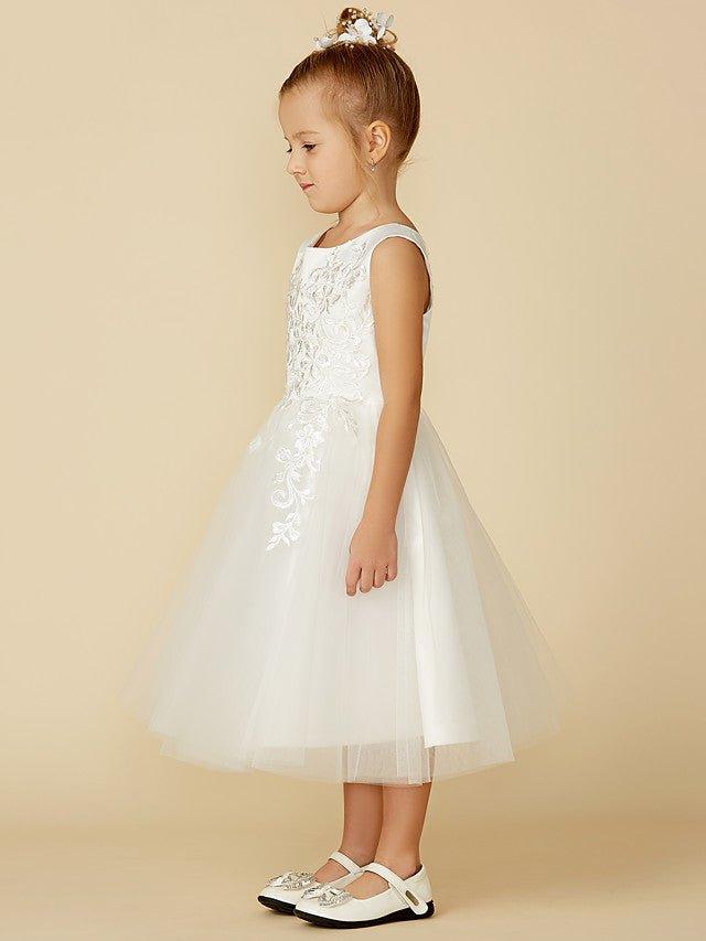 A-Line Lace Tulle Sleeveless Jewel Neck Wedding First Communion Flower Girl D… - photo 3