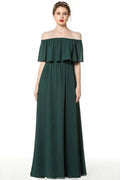 A-line Long Off-the-shoulder Pink Bridesmaid Dresses with Sleeves by misshow.com