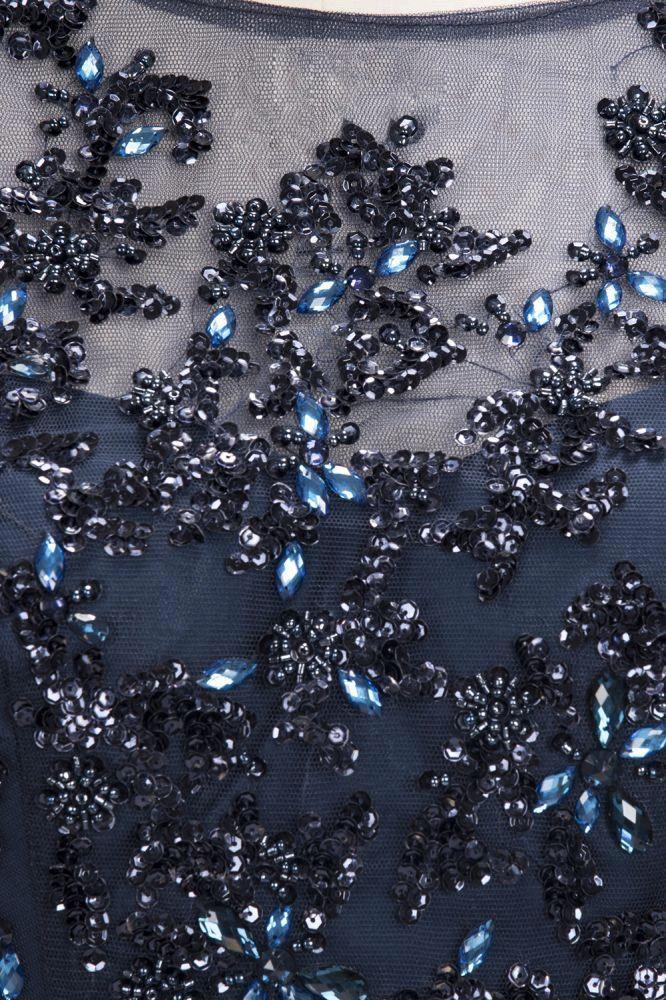 A-line Long Sleeves Plus Size Floor Length Crystals Tulle Prom Dresses by misshow.com