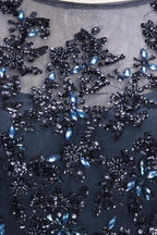 A-line Long Sleeves Plus Size Floor Length Crystals Tulle Prom Dresses by misshow.com