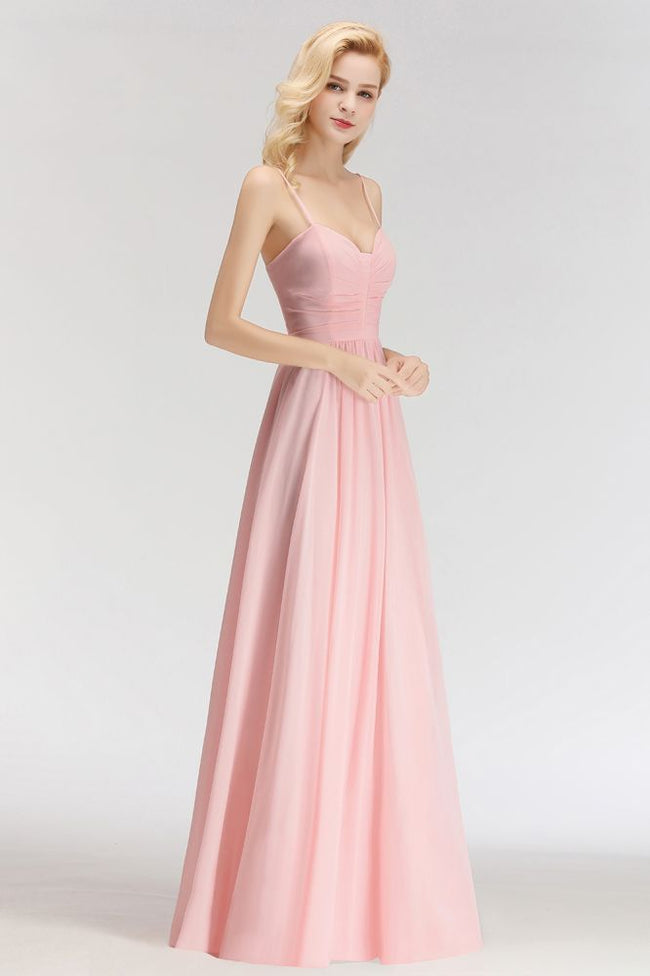 A-line Long Sweetheart Spaghetti Sleeveless Bridesmaid Dress Main Image