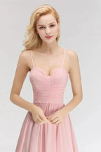 A-line Long Sweetheart Spaghetti Sleeveless Bridesmaid Dress by misshow.com