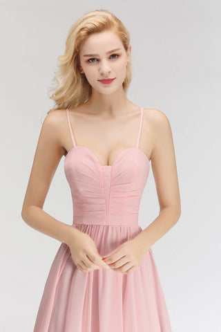 Vestido de dama de honor largo con escote en forma de A y escote en forma de corazón, sin mangas y corte espagueti
