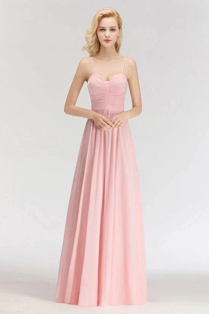 A-line Long Sweetheart Spaghetti Sleeveless Bridesmaid Dress by misshow.com