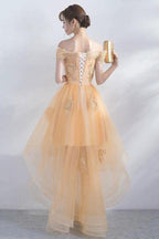A-line Off The Shoulder High Low Tulle Homecoming Dresses PD211 by pgmdress