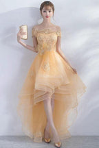 A-line Off The Shoulder High Low Tulle Homecoming Dresses PD211 by pgmdress
