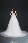 A-line Off-the-Shoulder Tulle Elegant Wedding Dresses with Appliques by misshow.com