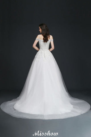 A-Linie Off-the-Shoulder Tüll Elegante Brautkleider mit Applikationen