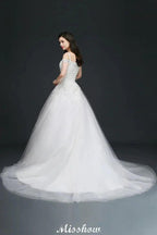 A-line Off-the-Shoulder Tulle Elegant Wedding Dresses with Appliques by misshow.com