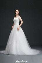 A-line Off-the-Shoulder Tulle Elegant Wedding Dresses with Appliques by misshow.com