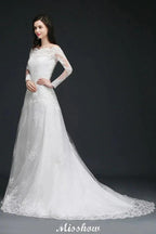 A-line Off-The-Shoulder Tulle Glamorous Wedding Dresses with Lace by misshow.com