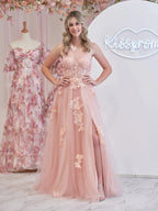 A Line One Shoulder Black Long Prom Dress with Appliques by KissProm