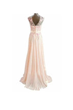 A Line Pink Long Lace Chiffon Prom Evening Dresses PG273 by pgmdress