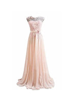 A Line Pink Long Lace Chiffon Prom Evening Dresses PG273 by pgmdress