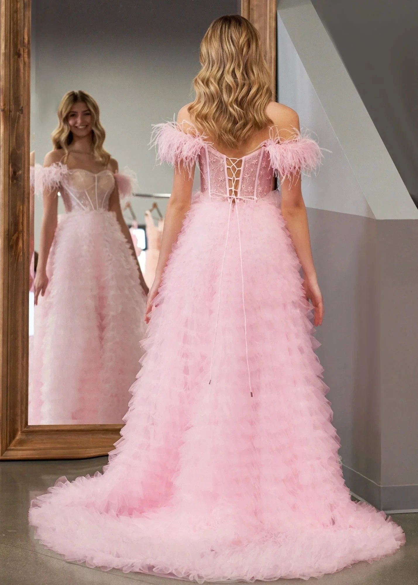 Ingrid |A Line Sweetheart Tiered Tulle Long Prom Dress With Slit by KissProm