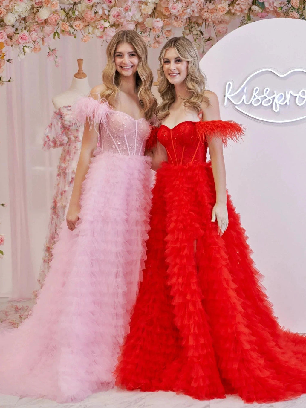 Ingrid |A Line Sweetheart Tiered Tulle Long Prom Dress With Slit by KissProm