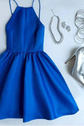 A Line Royal Blue Backless Short Prom Dresses Homecoming Dresses PD347 by pgmdress