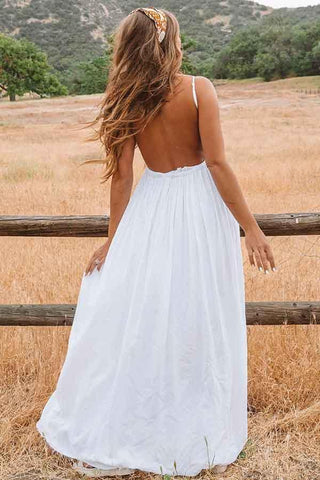 A-Linie U-Ausschnitt Rückenfrei Bodenlang Strand Brautkleid mit Spitze WD272
