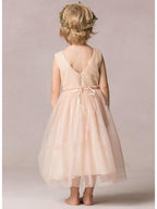 A-Line Sequined Sleeveless Jewel Neck Wedding Party Flower Girl Dresses - photo 3