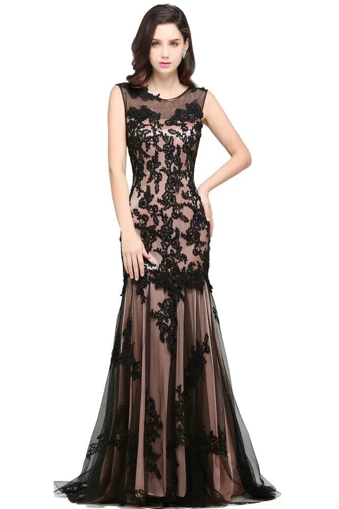 Vestidos de fiesta cortos de tul rosa con apliques de encaje y corte en A