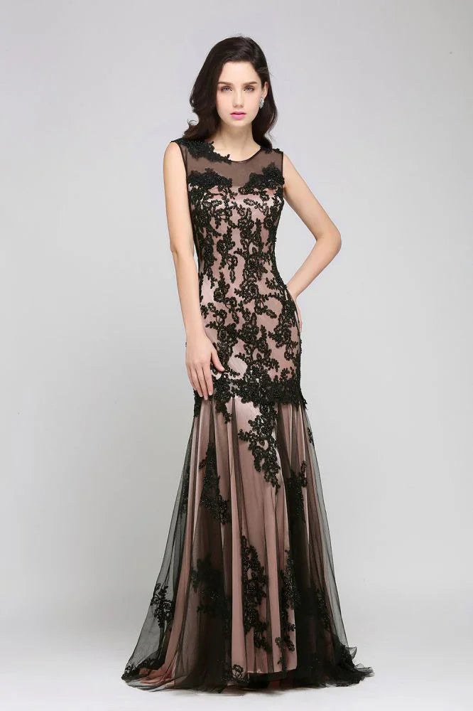 Vestidos de fiesta cortos de tul rosa con apliques de encaje y corte en A