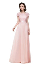 A-line Short Sleeve Chiffon Bridesmaid Dresses with Ribbon Bow Sash by misshow.com