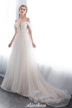 A-line Sleeveless Floor Length Lace Ivory Wedding Dress by misshow.com