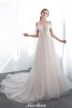 A-line Sleeveless Floor Length Lace Ivory Wedding Dress by misshow.com