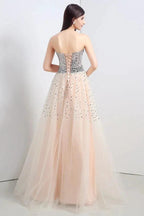 A-line Strapless Tulle Party Dress With Sequined by misshow.com