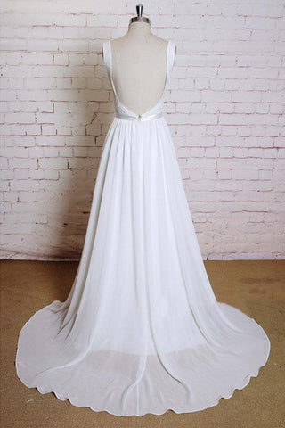 A-Linie Träger Hofschleppe Chiffon Applikationen Rückenfrei Brautkleider WD172