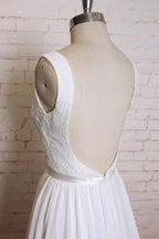 A-line Straps Court Train Chiffon Appliques Backless Wedding Dresses WD172 by pgmdress