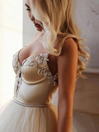 A-line Straps Floor length Beading Wedding Dress Long Prom Dress WD538 by pgmdress