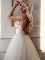 A-line Straps Floor length Beading Wedding Dress Long Prom Dress WD538 by pgmdress