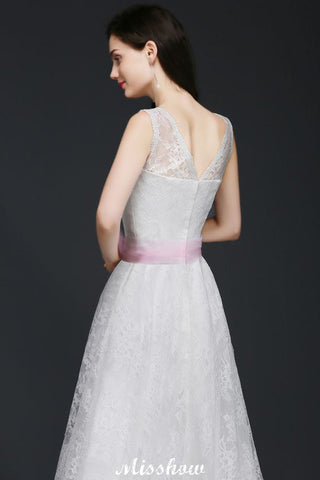 A-Linie Träger Weißes Brautkleid mit Schleife