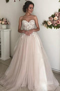 A-line Sweetheart Boho Wedding Dress Lace Romantic Wedding Dresses WD520 by pgmdress