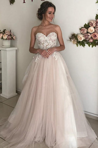 A-Linie Herzausschnitt Boho Brautkleid Spitze Romantische Brautkleider WD520