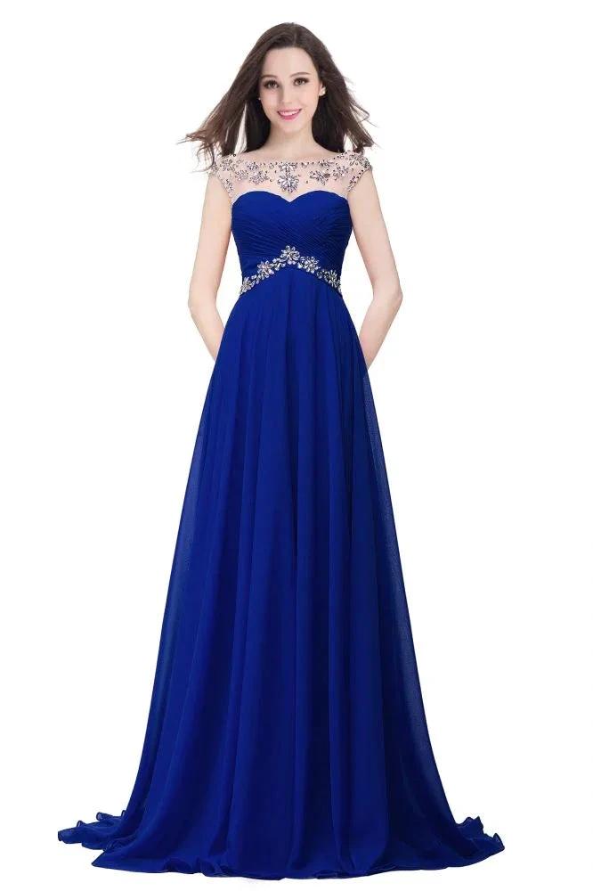 A-line Sweetheart Crystal Chiffon Evening Dress by misshow.com